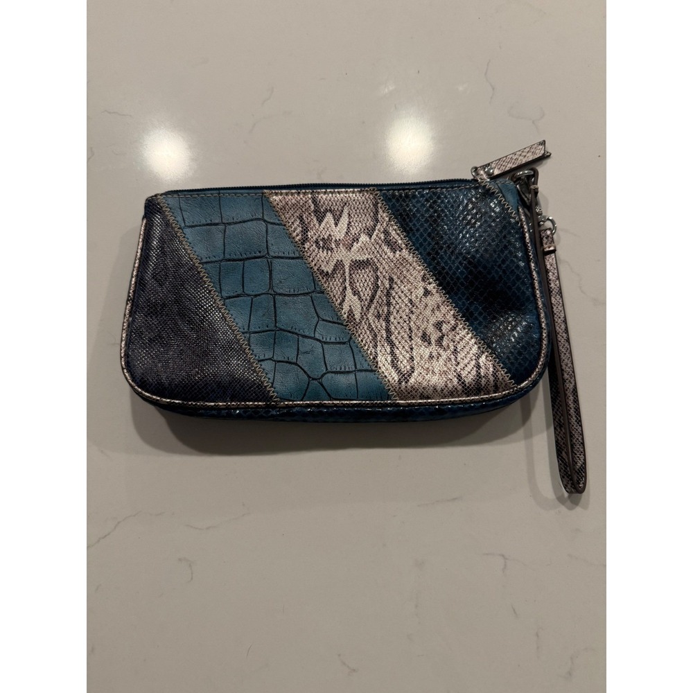 Ann Taylor LOFT Wristlet Women OS Blue NEW Y2K Mixed Animal Print Clutch